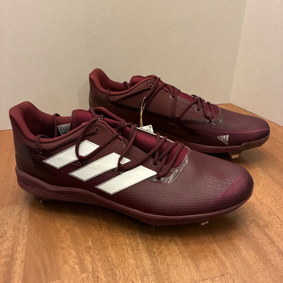 Adidas Adizero Afterburner Mens Baseball Cleats NWT Maroon White 
Size 15 H00977 - Picture 1 of 16
